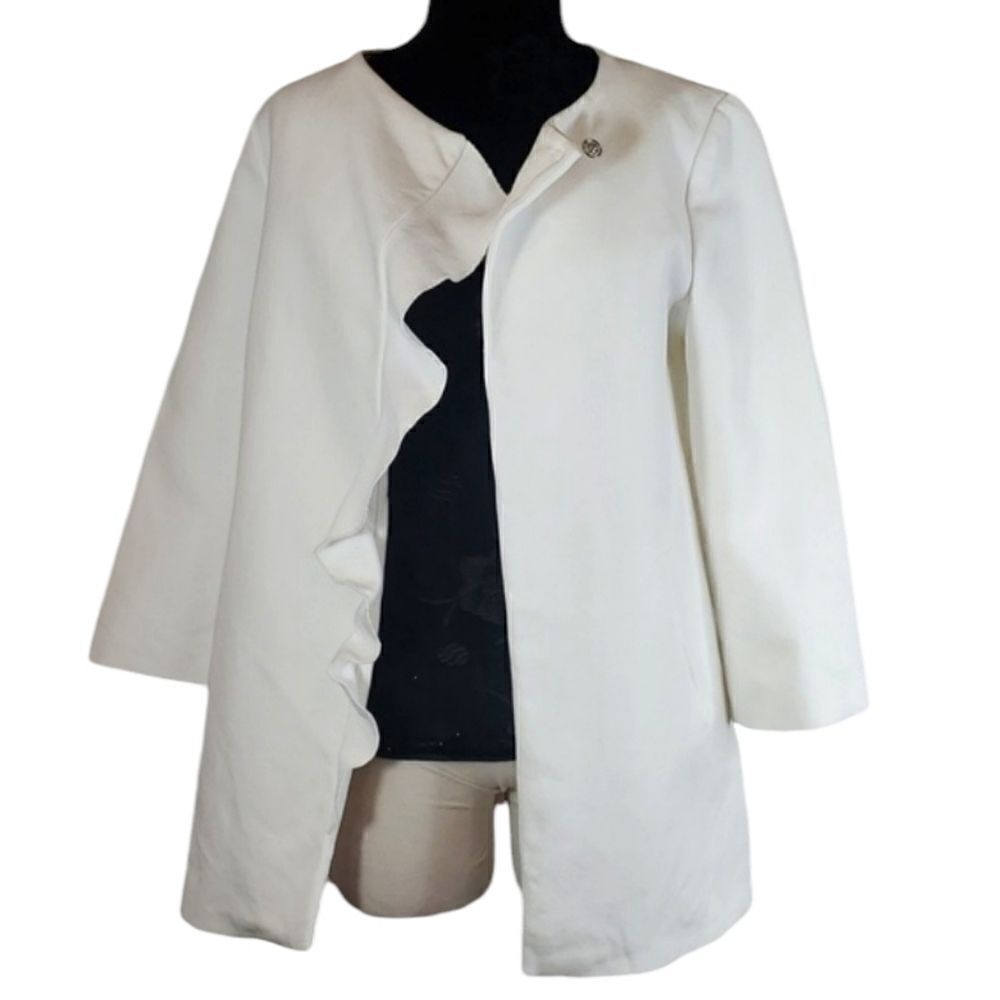 Zara Girls White Waterfall Collar Blazer Size 13/14